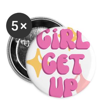 Girl Get Up: Bold Pink Empowerment - Buttons large 2.2'' (5-pack) - white