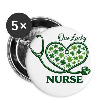 Lucky Nurse Clover Heart Stethoscope - Buttons large 2.2'' (5-pack) - white
