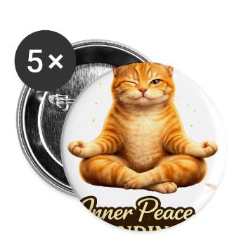 Zen Cat Inner Peace Pending - Buttons large 2.2'' (5-pack) - white
