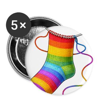 Knitted Rainbow Sock Illustration - Buttons large 2.2'' (5-pack) - white