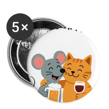 Cat and mouse friends - Buttons large 2.2'' (5-pack) - white