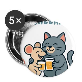Cat and mouse - Buttons large 2.2'' (5-pack) - white