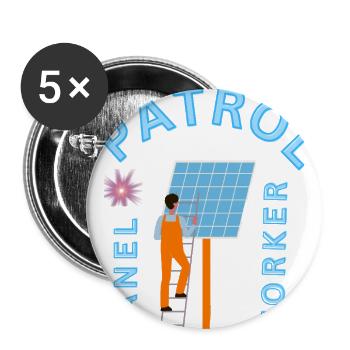 Solar Panel Patrol Worker - Buttons large 2.2'' (5-pack) - white