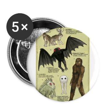 North American Cryptids Poster - Buttons large 2.2'' (5-pack) - white