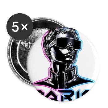 Neon Paris Synthwave Portrait - Buttons large 2.2'' (5-pack) - white