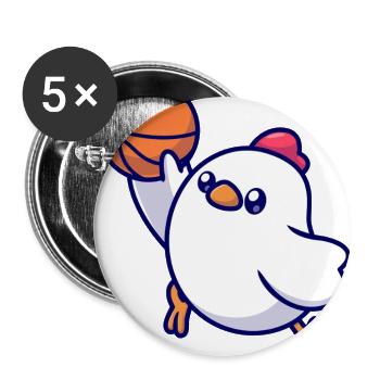 Hoop Chick Cartoon Basketball Hen - Buttons large 2.2'' (5-pack) - white
