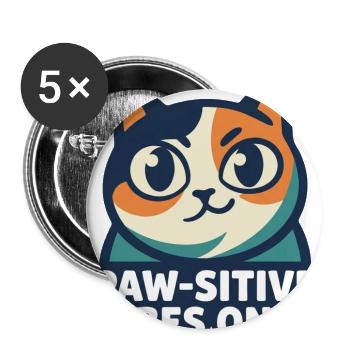 Paw-sitive Vibes Cat Logo - Buttons large 2.2'' (5-pack) - white
