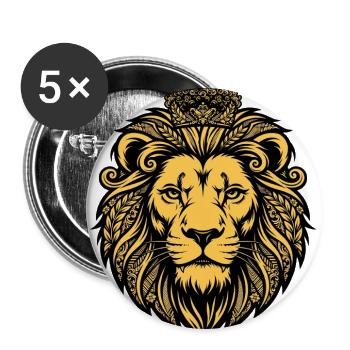 Golden Royal Lion  - Buttons large 2.2'' (5-pack) - white