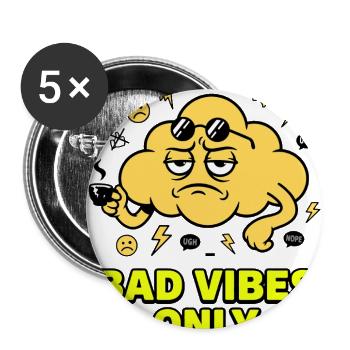 Bad Vibes Only Cloud Graphic - Buttons large 2.2'' (5-pack) - white