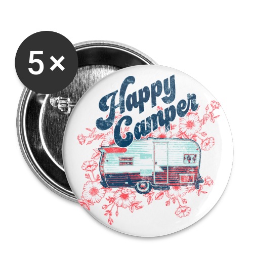 Happy Camper Flowers - Buttons large 2.2'' (5-pack)
