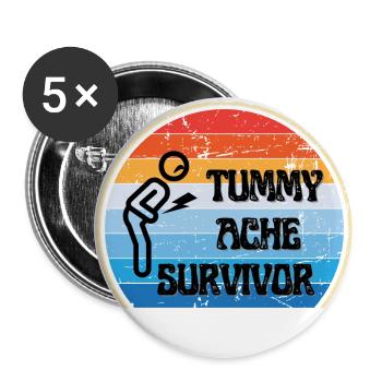 Vintage Tummy Ache Survivor - Buttons large 2.2'' (5-pack) - white