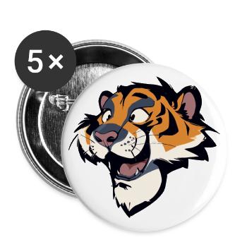 Happy Tiger - Buttons large 2.2'' (5-pack) - white