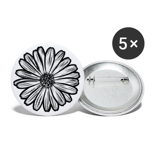 African Daisy Halftone Illustration Dark - Buttons large 2.2'' (5-pack)