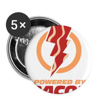 Powered by Bacon Lightning Bolt - Buttons large 2.2'' (5-pack) - white