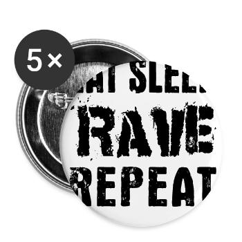 Eat sleep rave repeat - Buttons large 2.2'' (5-pack) - white