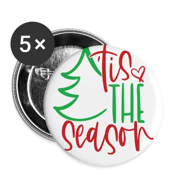 Festive Christmas Tree Season Shirt - Buttons large 2.2'' (5-pack) - white