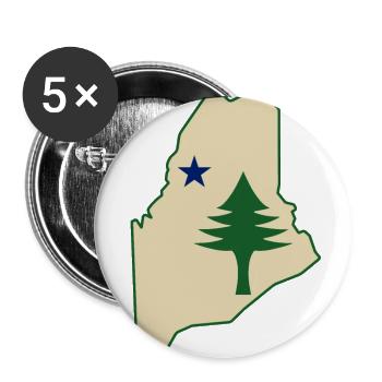 Pine tree and star 1901 flag map of Maine State - Buttons large 2.2'' (5-pack) - white