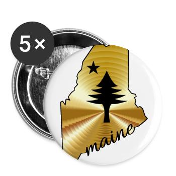 Pine tree and star 1901 flag map of Maine State - Buttons large 2.2'' (5-pack) - white