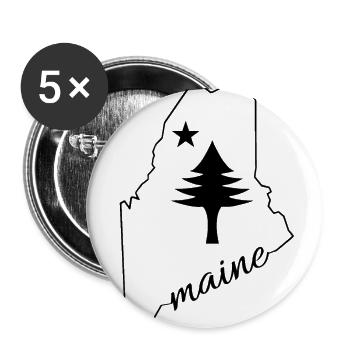 Pine tree and star 1901 flag map of Maine State - Buttons large 2.2'' (5-pack) - white