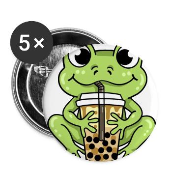 Frog Bubble Tea - Buttons large 2.2'' (5-pack) - white