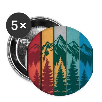 Vintage Mountain Sunset Panels Pine Silhouettes - Buttons large 2.2'' (5-pack) - white
