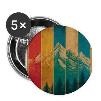 Vintage Mountain Sunset Panels Pine Silhouettes - Buttons large 2.2'' (5-pack) - white