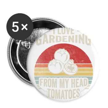 I Love Gardening From My Head Tomatoes Retro - Buttons large 2.2'' (5-pack) - white