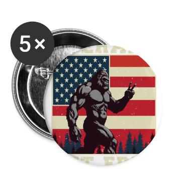 Feral But Free – Bigfoot Patriotic 4th of July - Buttons large 2.2'' (5-pack) - white