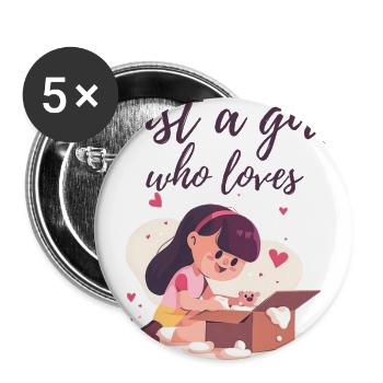 Just a Girl Who Loves – Cute Gift for Girls - Buttons large 2.2'' (5-pack) - white
