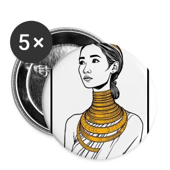 Elegant Woman with Gold Jewelry Portrait - Buttons large 2.2'' (5-pack) - white