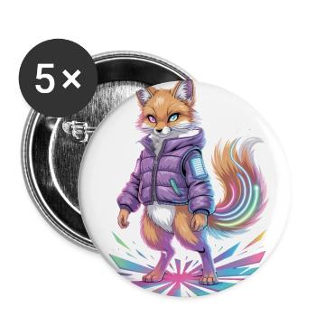 Futuristic Fox Cyber Streetwear Futuristic - Buttons large 2.2'' (5-pack) - white