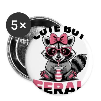 But Feral Racoon Pink Coffee Women Girls - Buttons large 2.2'' (5-pack) - white