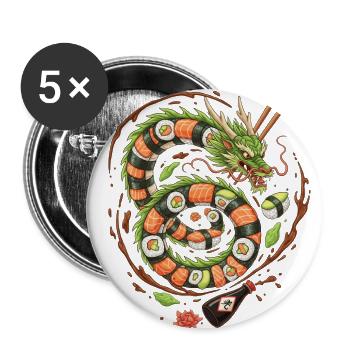 Sushi Dragon Roll Japanese Food Dragon Anime - Buttons large 2.2'' (5-pack) - white