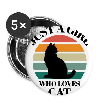 Just A Girl Who Loves Cat Retro Sunset Design - Buttons large 2.2'' (5-pack) - white