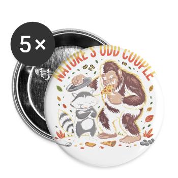 Bigfoot and Raccoon Nature’s Odd Couple - Buttons large 2.2'' (5-pack) - white