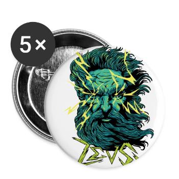Zeus Lightning Portrait - Buttons large 2.2'' (5-pack) - white