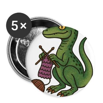 Knit Dino Cozy Green Reptile - Buttons large 2.2'' (5-pack) - white