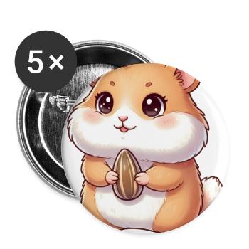 Kawaii Hamster with Seed - Buttons large 2.2'' (5-pack) - white