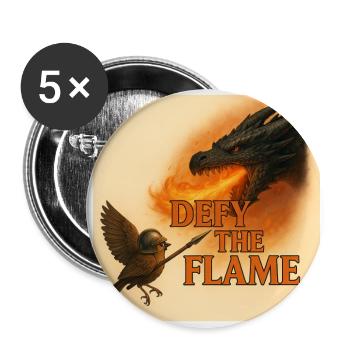 Defy the Flame – Brave Bird vs Dragon Fantasy Art - Buttons large 2.2'' (5-pack) - white