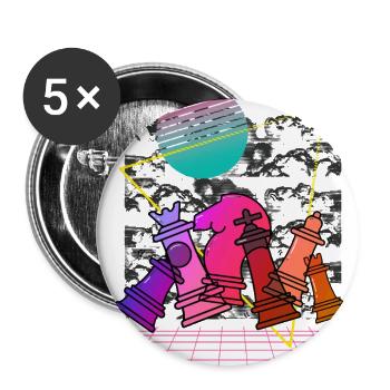Neon Chess Knights in Vapor Grid - Buttons large 2.2'' (5-pack) - white