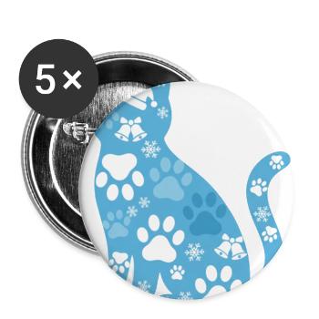 Blue Cat Paw Snowfall - Buttons large 2.2'' (5-pack) - white