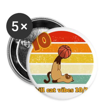 Chill Cat Vibes 10/10 Retro - Buttons large 2.2'' (5-pack) - white