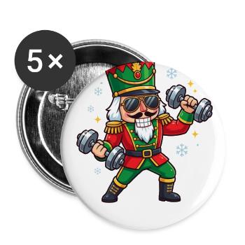 Christmas Nutcracker Weightlifter Funny Workout - Buttons large 2.2'' (5-pack) - white