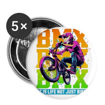 Neon BMX Rider Splash - Buttons large 2.2'' (5-pack) - white