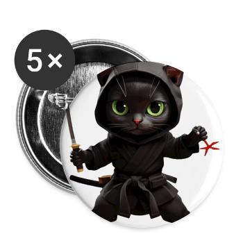 Ninja Cat Shadow Cut - Buttons large 2.2'' (5-pack) - white