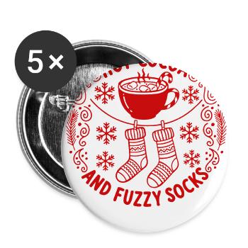 Hot Cocoa And Fuzzy Socks Christmas Xmas Holiday - Buttons large 2.2'' (5-pack) - white