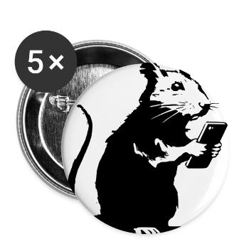 Smartphone Rat Stencil Graphic - Buttons large 2.2'' (5-pack) - white