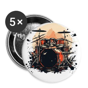 Drum Kit Graphic - Buttons large 2.2'' (5-pack) - white