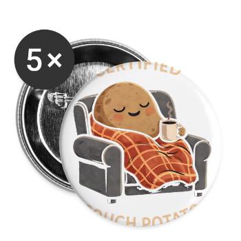 Certified Couch Potato - Buttons large 2.2'' (5-pack) - white