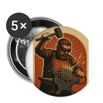 Brain Forge: Cyber Blacksmith - Buttons large 2.2'' (5-pack) - white